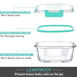 MAGNUS Solid Green Borosilicate 520ml Square Container image 4
