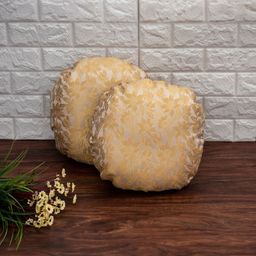 RoyalDeco Beige & Gold-Toned Set of 2 Ethnic Motifs Round Cushion Covers-15