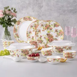 Larah by Borosil White Opalware Floral Dinner Set-picture-16