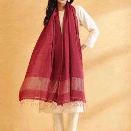 Fabindia Maroon Printed Stole-picture-30