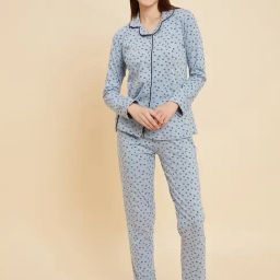 Sweet Dreams Blue Cotton Printed Pyjama Set-image-52