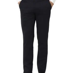 Van Heusen Navy Slim Fit Self Pattern Trousers-image-99