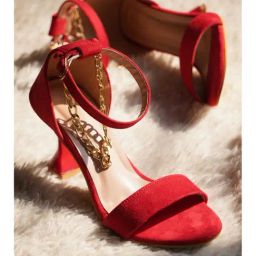 The White Pole Women's Red Ankle Strap Sandals-image-48