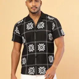 Rigo Black Regular Fit Embroidery Shirt-image-23