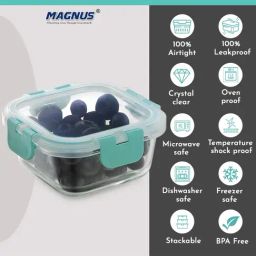 MAGNUS Solid Green Borosilicate 320ml Square Container image 5