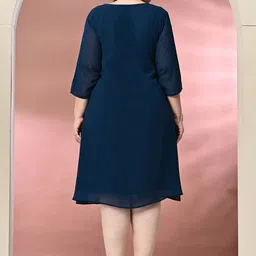 PrettyPlus by Desinoor.com Plus Size Embellished Georgette A-Line Dress image 4