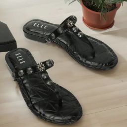 Elle Women's Black T-Strap Sandals-picture-19