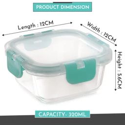MAGNUS Solid Green Borosilicate 320ml Square Container image 3