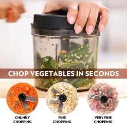 Borosil EazyPull Chopper 900 ml with 6 Blades & Durable String (Black) image 4