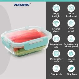 MAGNUS Solid Green Borosilicate 640ml Rectangle Container image 5