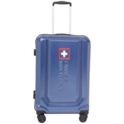 Swiss Military Blue 8 Wheels Medium Hard Cabin Trolley Bag-image-57