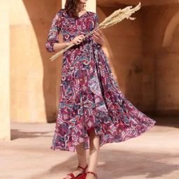 Miss Chase Multi Chiffon Geometric Midi Dress-image-73