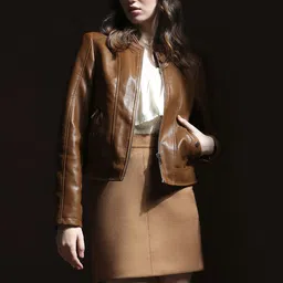 Vero Moda Mandarin Collar Leather Jacket-image-11