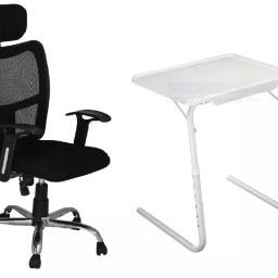 Stolica Height Adjustable Home/Office foldable Computer Desk with Bravo Black High Back Executive Office Chair work from home setup-18