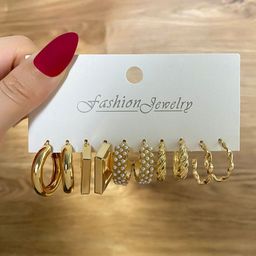 Celestique Set Of 5 Contemporary Korean Hoop Earrings-27