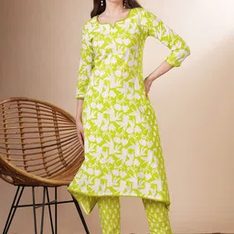 FASHOR Women Floral Printed Kurta with Trousers-image-80