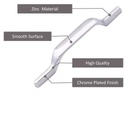 Atom CH-WE207-CP-04-106 4 Inch Zinc CP Finish Cabinet Pull Handle (Pack of 6) image 3