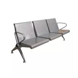 Hospishop Three Seater Chair Mild Steel 56x177.8x78.7 cm Solid Back Arm Rest for Waiting Area, Argon-46