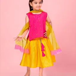 BAESD Girls Printed Foil Print Ready to Wear Lehenga & Blouse With Dupatta-picture-58