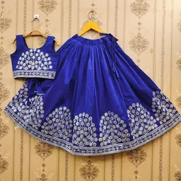 BAESD Girls Embroidered Sequinned Ready to Wear Lehenga &-image-58