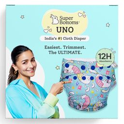 SuperBottoms UNO Trim Cloth Diaper Puppy Print - Sky Blue-picture-10