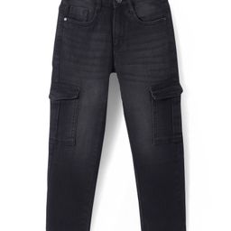 Pine Kids Full Length Cargo fit Washed Denim - Black-image-27