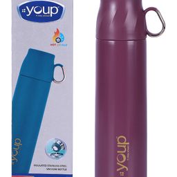 YOUP Thermosteel Insulated Purple Color Water Bottle With Handle Containing Cup Cap ROVER - 500 ml-image-122