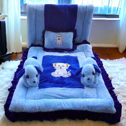 SAFE N CUTE Baby Sleeping 5 Items Bedding Set with Two puppies -Royalblue-picture-14