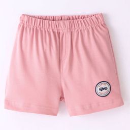 Ollypop Cotton Knee Length Solid Shorts with Placement Print - Pink-image-93