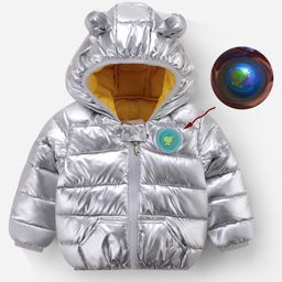 Kookie Kids Full Sleeves Padded Hooded Solid Coloured Jacket - Silver-image-27