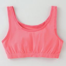 Red Rose Cotton Knit Sleeveless Bralette Solid Colour - Pink-image-2