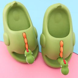 Oh! Pair Slip On Sliders With Dino Applique - Green-picture-26