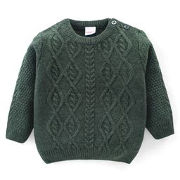 Babyhug Knitted Full Sleeves Pullover Sweater with Cable Knit Design - Olive Green-image-86