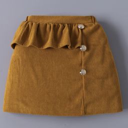 Mark & Mia A-LIne Solid Color Textured Skirt with Frill Detailing - Brown-image-25