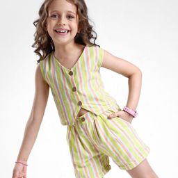 Ollington St. Woven Yarn Dyed Co-Ord Set Of Sleeveless Top & Shorts -Multicolor-picture-33