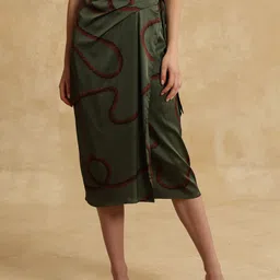 Kazo Printed A-Line Midi Skirts-22