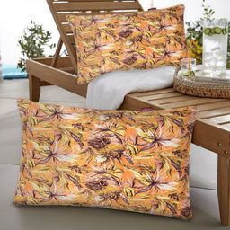 Tesmare Orange & Multicoloured Set of 2 Floral Velvet Rectangle Cushion Covers-19