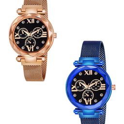 CSAMON Women Pack of 2 Embellished Round Button Regular Analogue Watches-Maganet-image-65