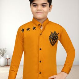BAESD Boys Classic Regular Fit Band Collar Graphic Printed Cotton Casual Shirt-image-99