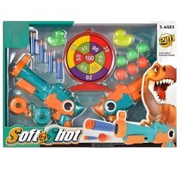 NEGOCIO A dinosaur-shaped double gun set equipped with soft bullets and small plastic balls- PACK OF 1- COLOR MAY VARY image 5