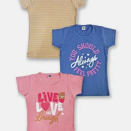 Here&Now x Game Begins Girls Set of 3 Pure Cotton Printed T-shirts-image-14
