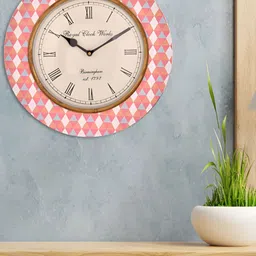 Aapno Rajasthan Peach-Coloured & White Printed Contemporary Wall Clock-23