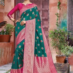 Areca Designer Ethnic Motifs Zari Pure Silk Banarasi Saree-24