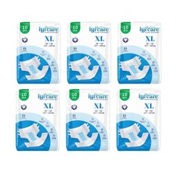 Lyfcare Unisex Set Of 6 Adult Classic Tape Diapers - XL - 10Pcs Each-2