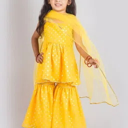 Tangerine Closet Girls Floral Printed Regular Kurti with Sharara & With Dupatta-image-76