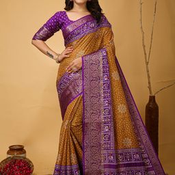 Mitera Bandhani Zari Art Silk Banarasi Saree-image-72