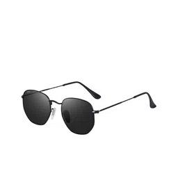 Irayz Unisex Hexagon Sunglasses with UV Protected Lens 5071-Full-Black-picture-4