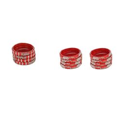 SOMIL Set of 12 Red Glass Artificial Stones Bangles-image-50