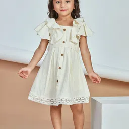 Peppermint Girls Flutter Sleeves A-Line Dress with a Belt-image-51