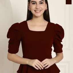 Tromko Women Pack Of 2 Puff Sleeve Peplum Top-image-37